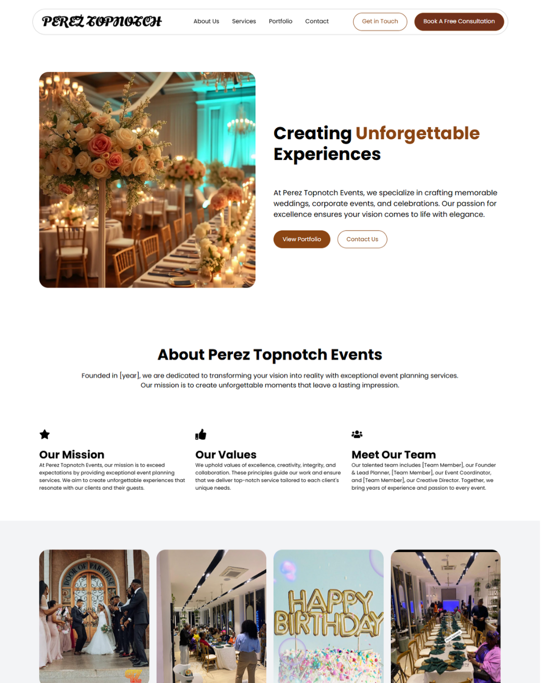 Perez Topnotch Events | Stunning Event Company Website