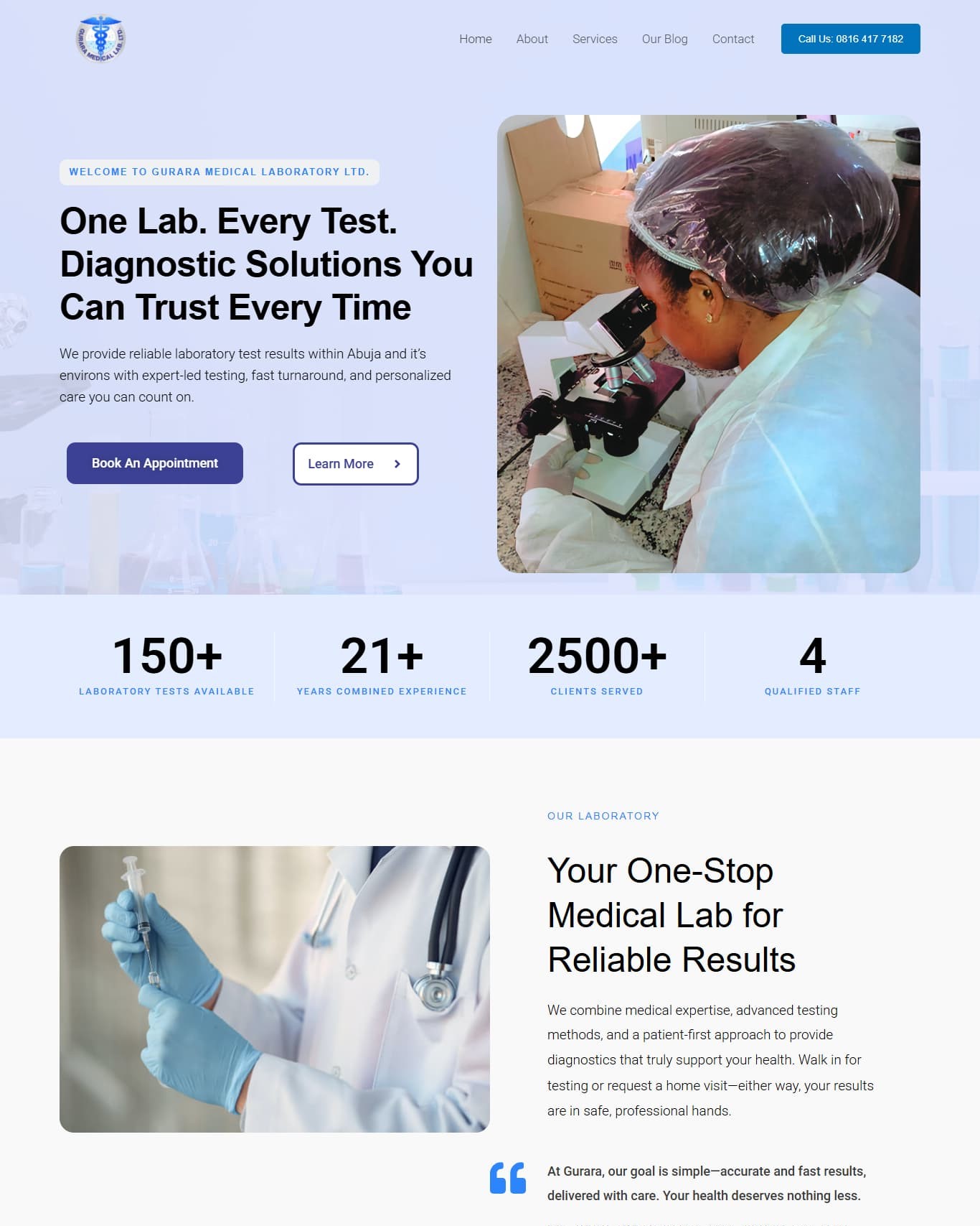 Gurara Medical Laboratory – New Website For a Diagnostic Center